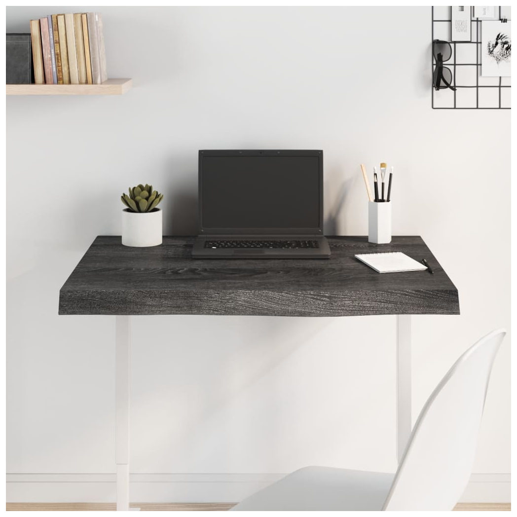 Table Top Dark Brown 80x60x(2-6) cm Treated Solid Wood Oak