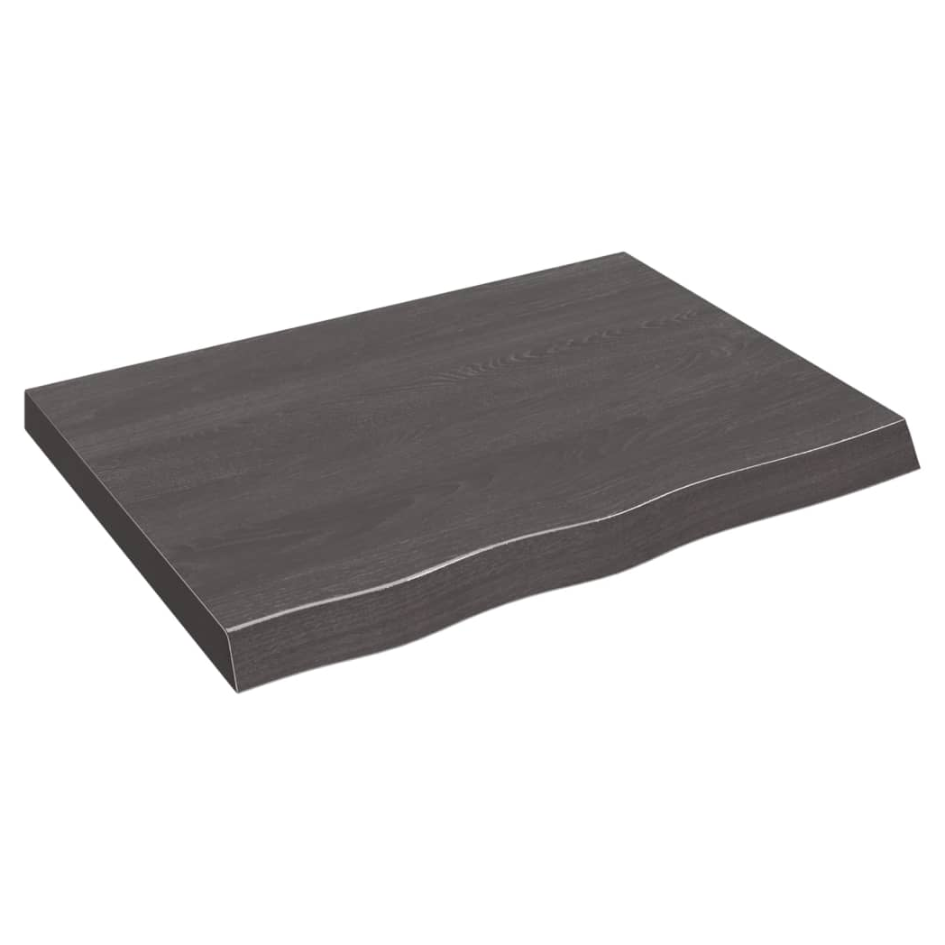 Table Top Dark Brown 80x60x(2-6) cm Treated Solid Wood Oak