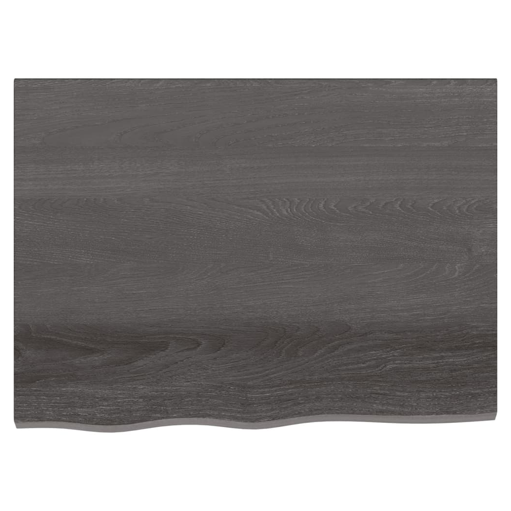 Table Top Dark Brown 80x60x(2-6) cm Treated Solid Wood Oak