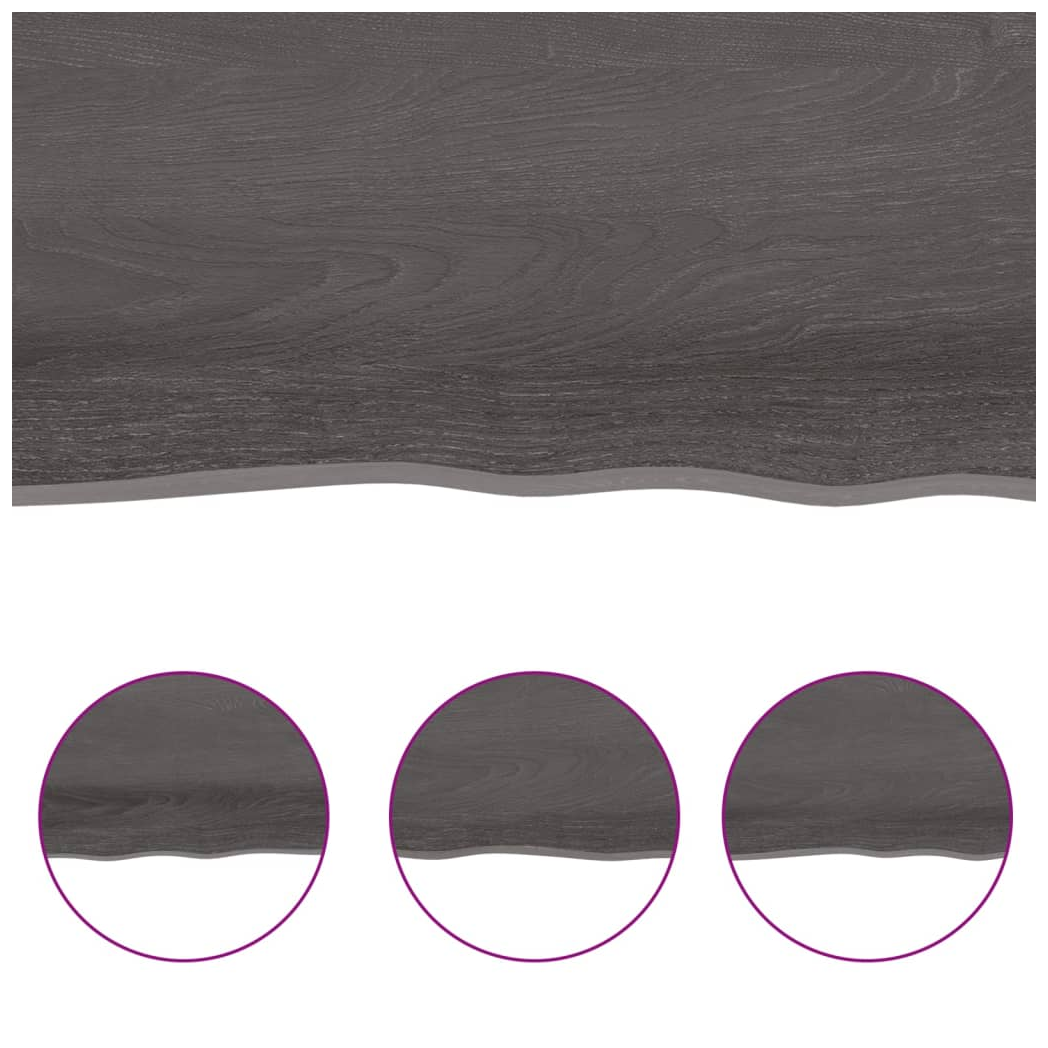Table Top Dark Brown 80x60x(2-6) cm Treated Solid Wood Oak