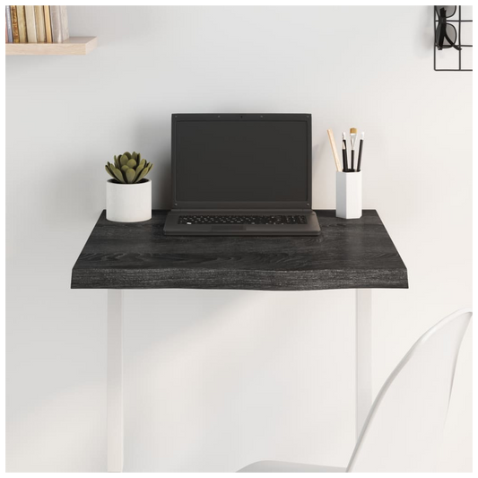 Table Top Dark Brown 60x60x(2-4) cm Treated Solid Wood Oak