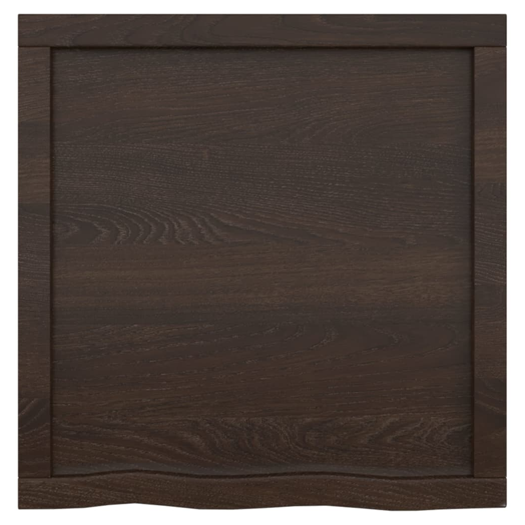 Table Top Dark Brown 60x60x(2-4) cm Treated Solid Wood Oak