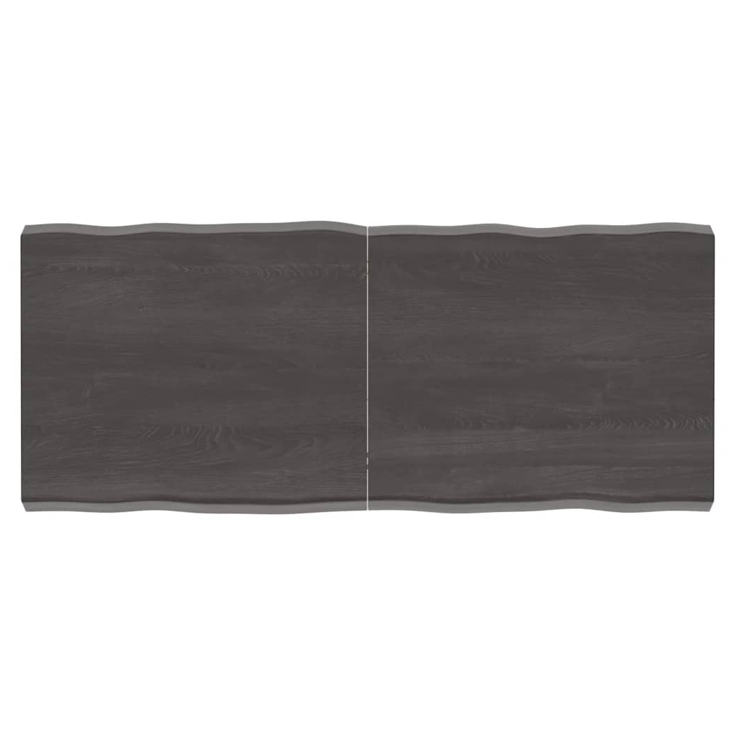 Table Top Dark Brown 140x60x(2-6) cm Treated Solid Wood Live Edge