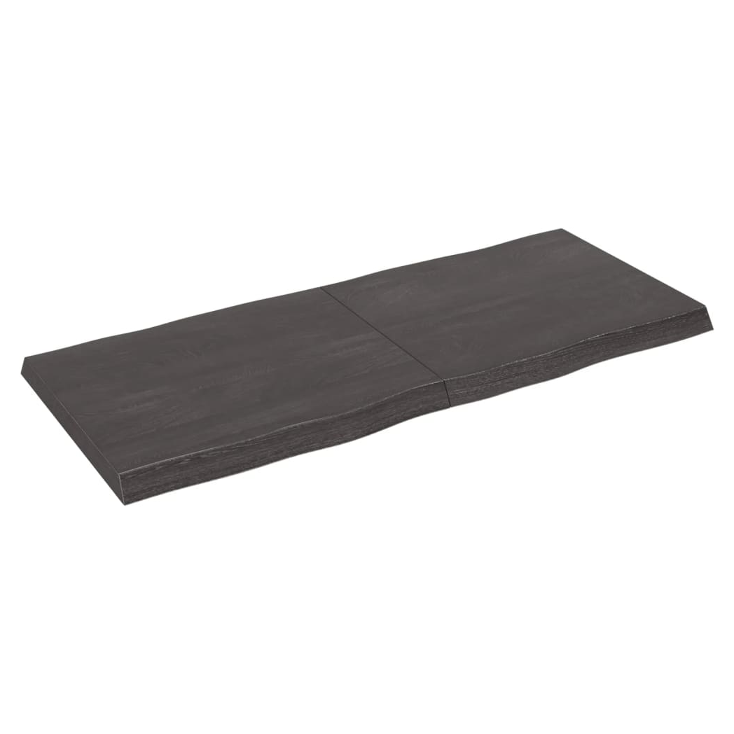 Table Top Dark Brown 140x60x(2-6) cm Treated Solid Wood Live Edge