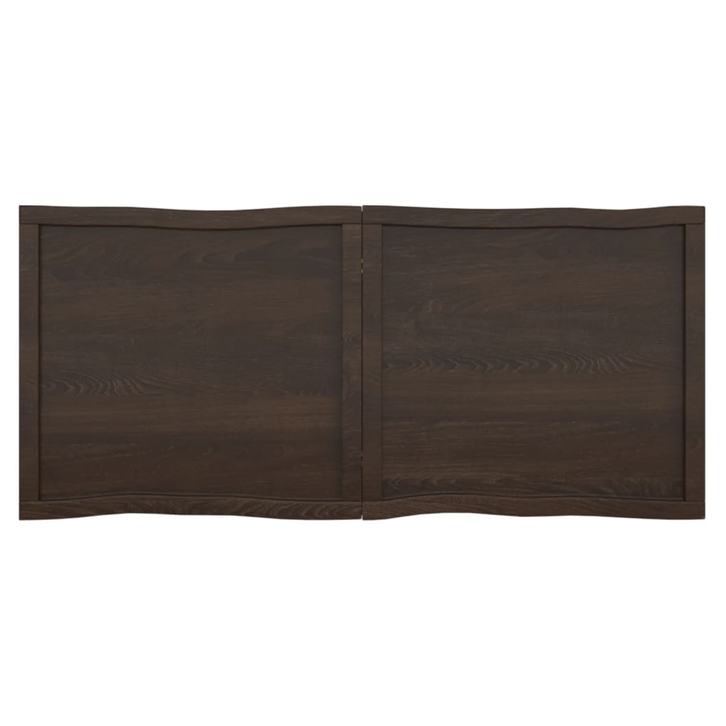 Table Top Dark Brown 140x60x(2-6) cm Treated Solid Wood Live Edge