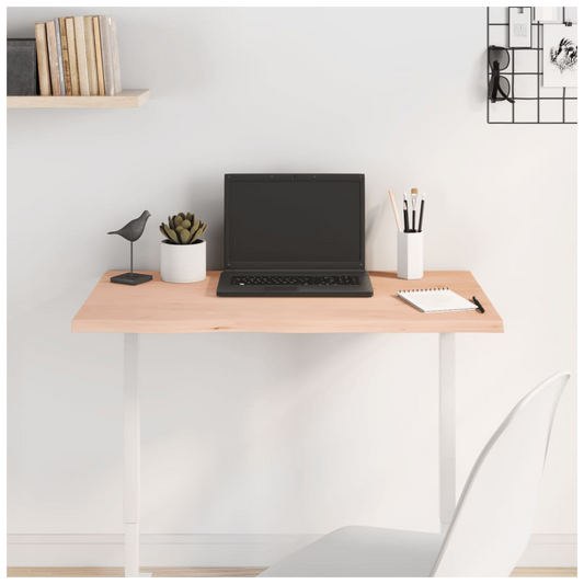 Table Top 80x50x2 cm Untreated Solid Wood Oak