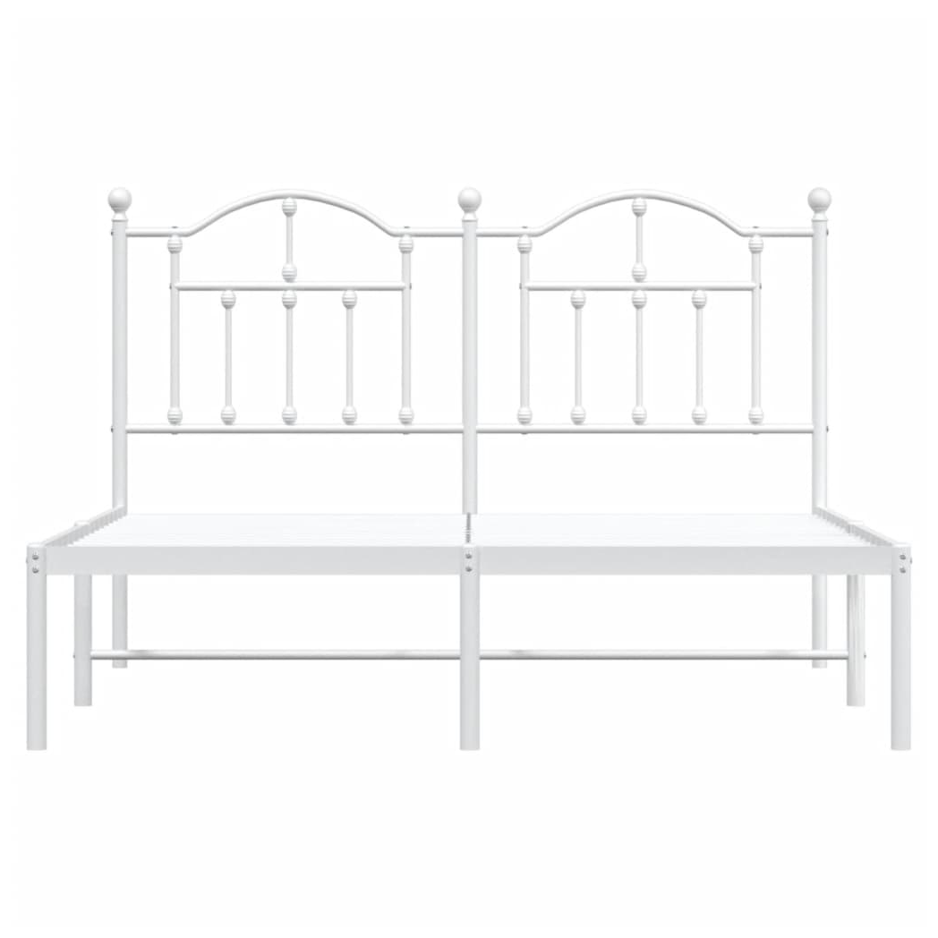 Metal Bed Frame with Headboard White 140x200 cm