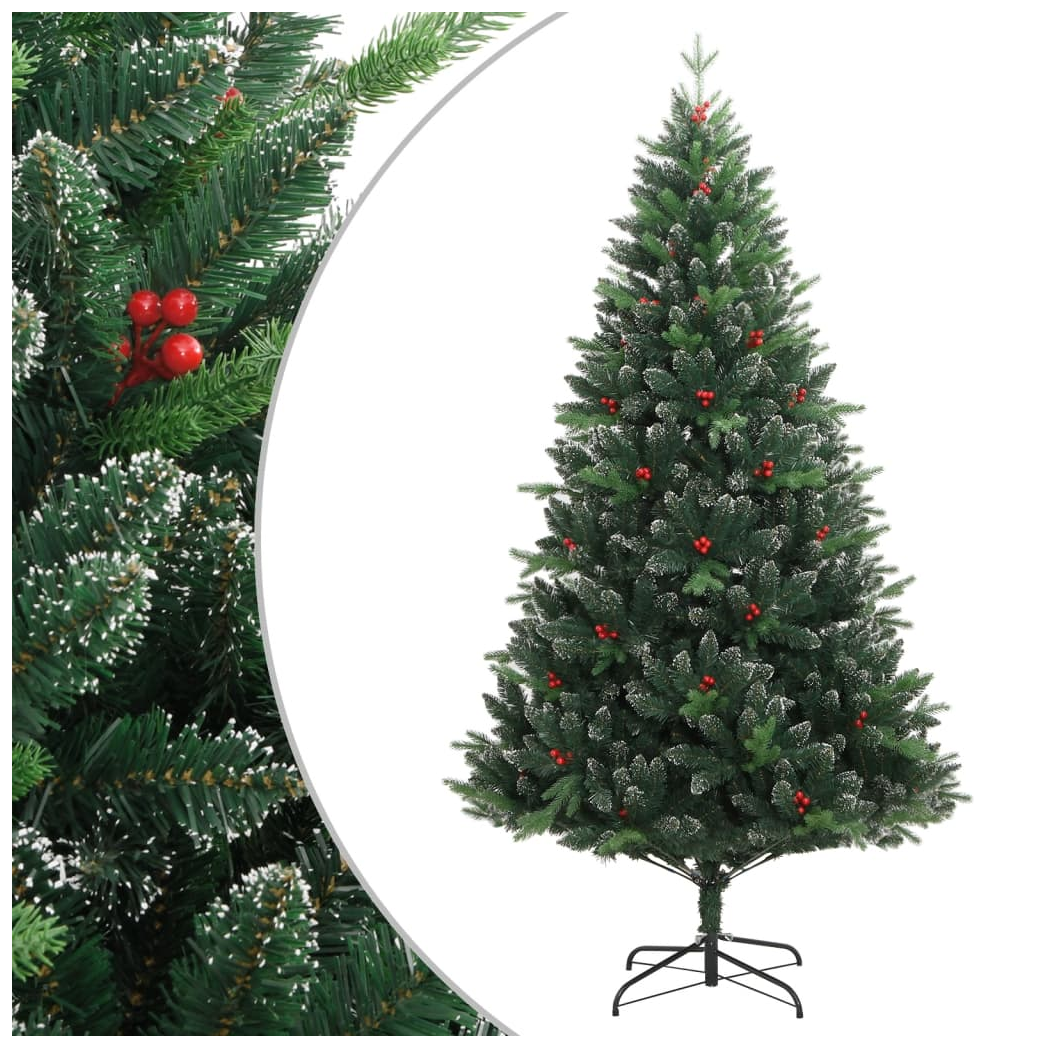 Artificial Hinged Christmas Tree with Red Berries 210 cm