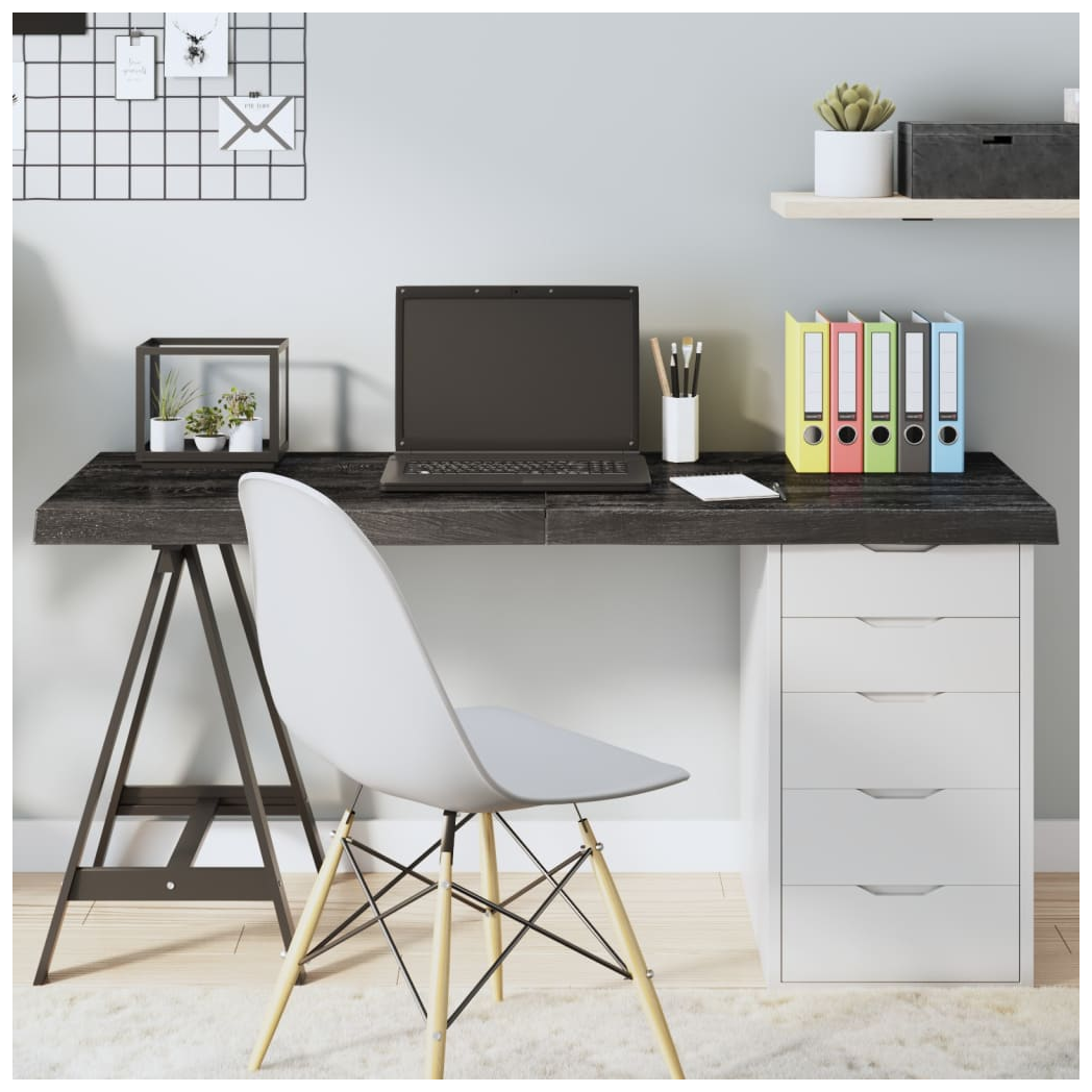 Table Top Dark Brown 140x40x(2-6) cm Treated Solid Wood Oak