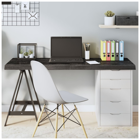 Table Top Dark Brown 140x40x(2-6) cm Treated Solid Wood Oak