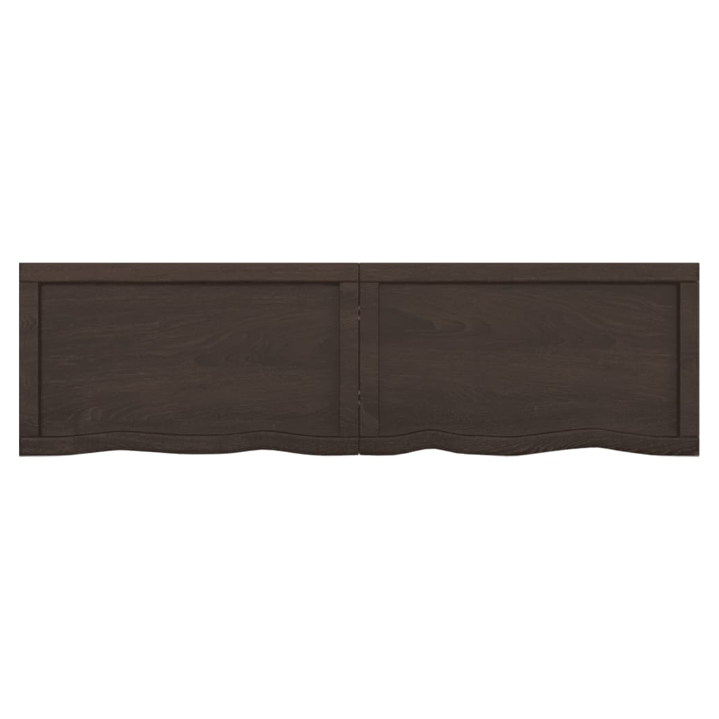 Table Top Dark Brown 140x40x(2-6) cm Treated Solid Wood Oak