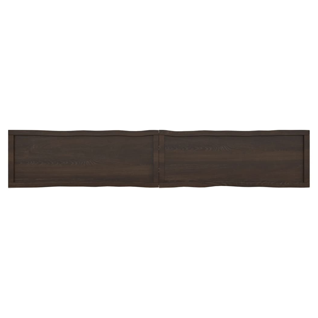 Table Top Dark Brown 220x40x(2-4) cm Treated Solid Wood Live Edge