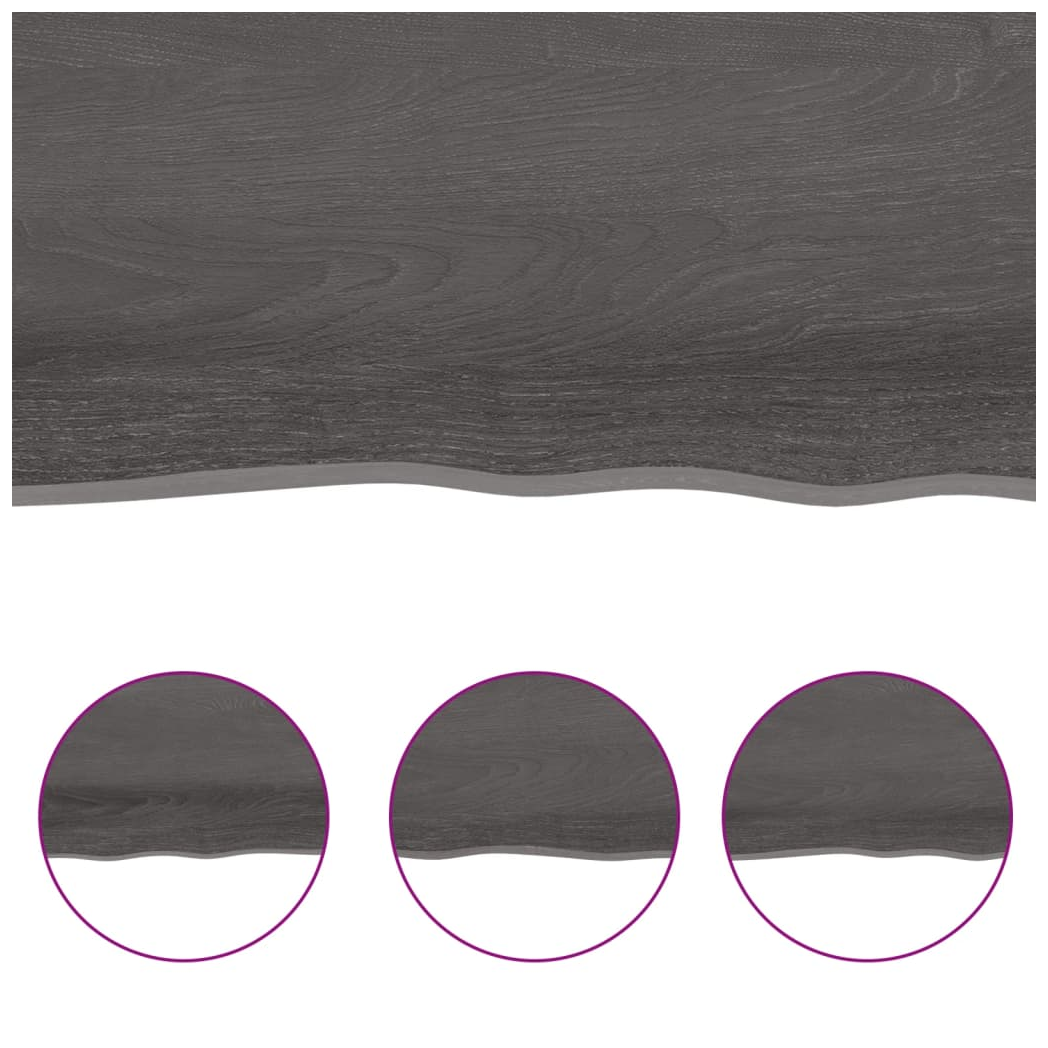 Table Top Dark Brown 220x40x(2-4) cm Treated Solid Wood Live Edge