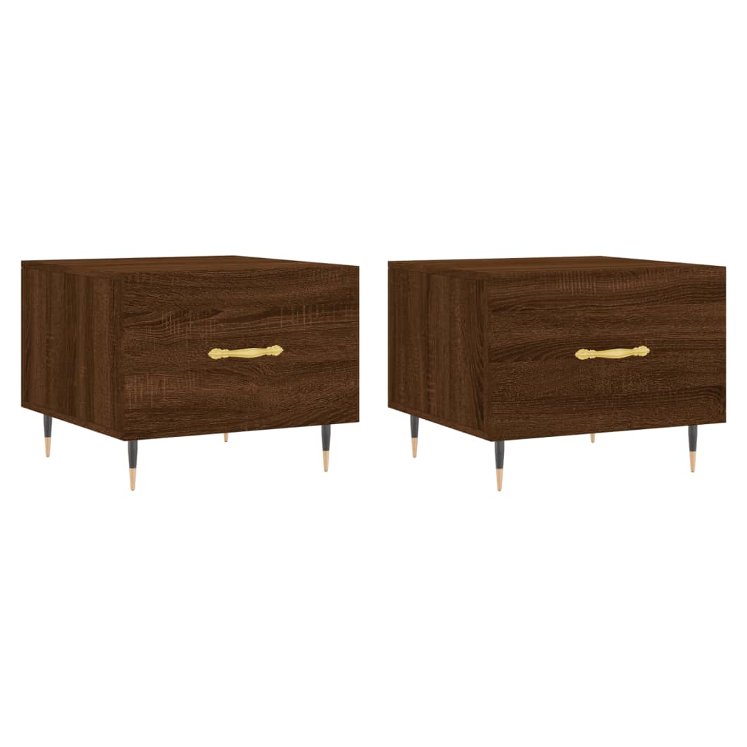Coffee Tables 2 pcs Brown Oak 50x50x40 cm Engineered Wood