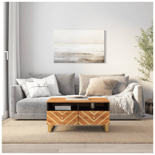Coffee Table Brown and Black 80x54x40 cm Solid Wood Mango