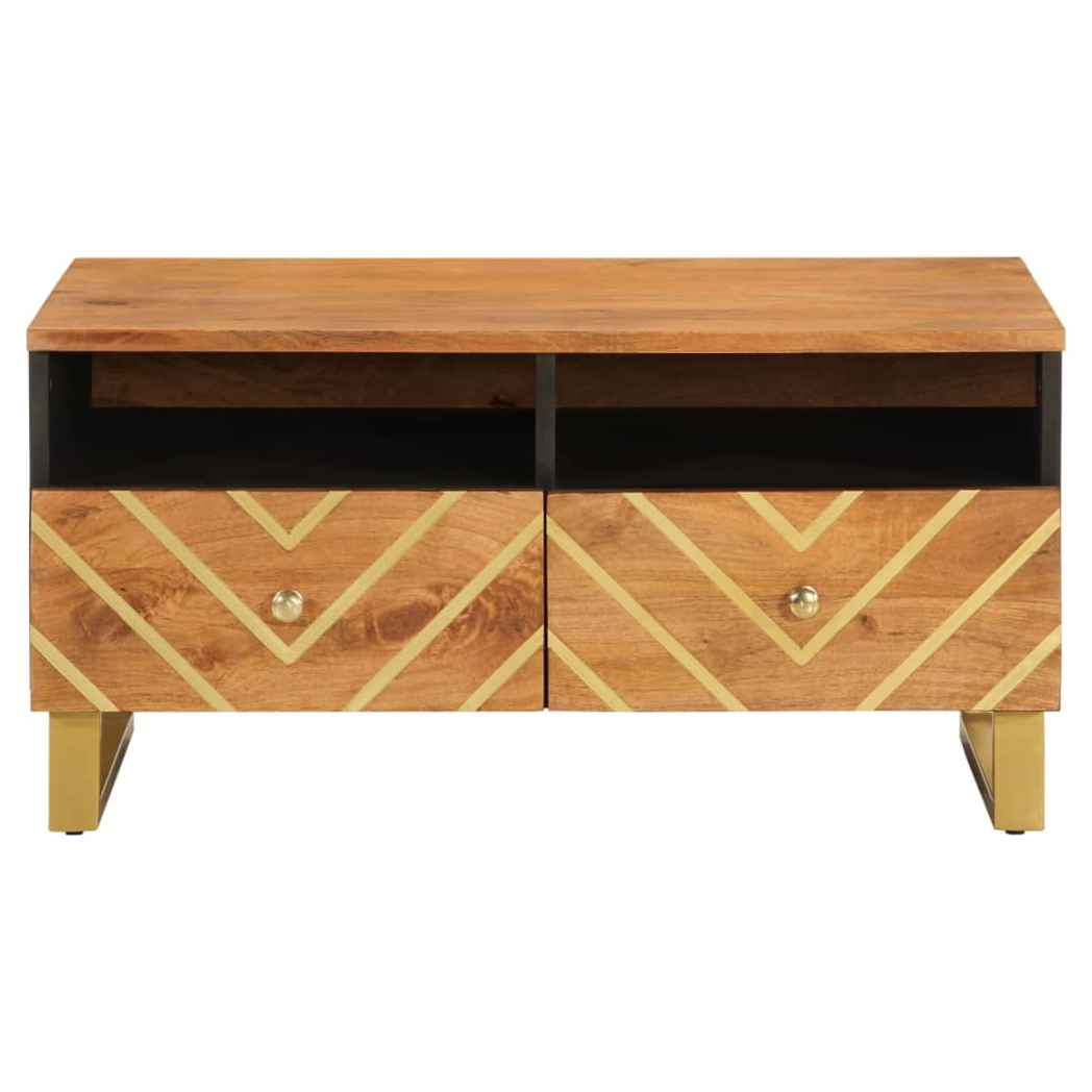 Coffee Table Brown and Black 80x54x40 cm Solid Wood Mango