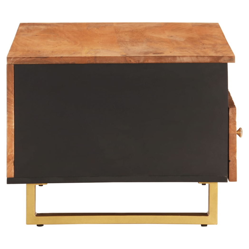 Coffee Table Brown and Black 80x54x40 cm Solid Wood Mango