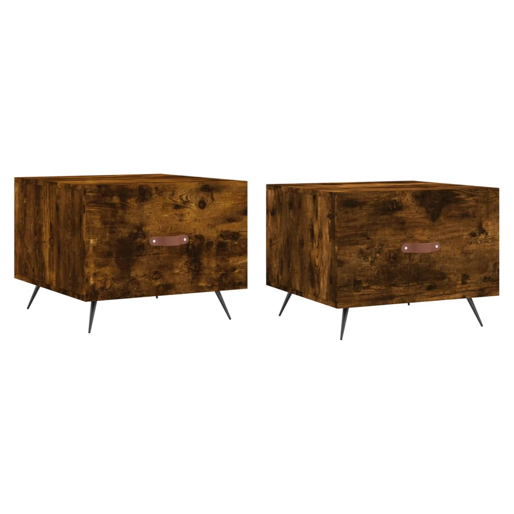 Coffee Tables 2 pcs Smoked Oak 50x50x40 cm Engineered Wood