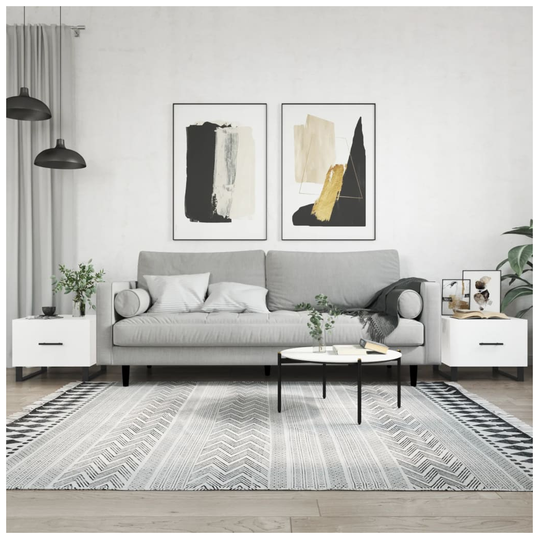 Coffee Tables 2pcs High Gloss White 50x50x40 cm Engineered Wood