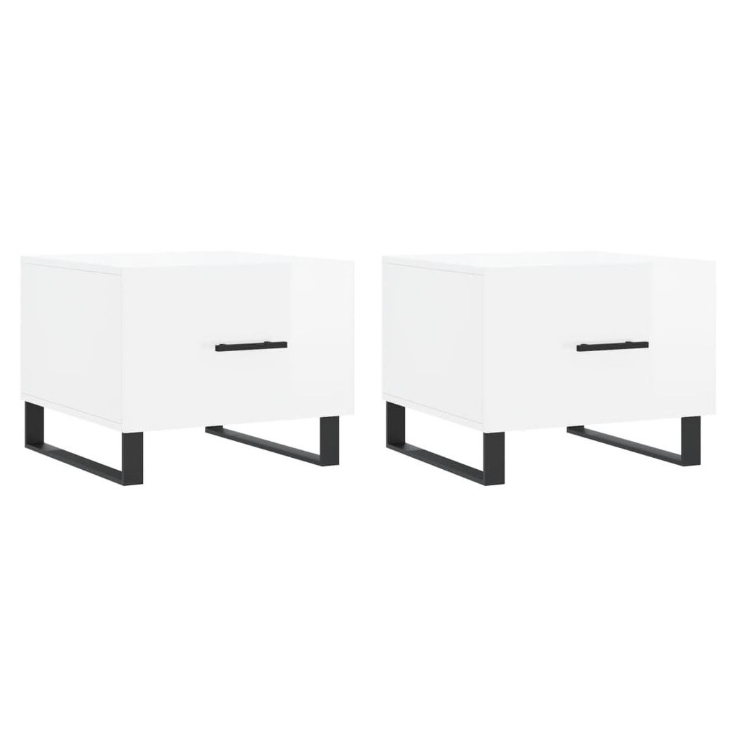 Coffee Tables 2pcs High Gloss White 50x50x40 cm Engineered Wood
