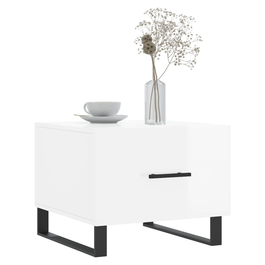 Coffee Tables 2pcs High Gloss White 50x50x40 cm Engineered Wood