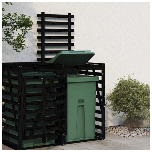 Wheelie Bin Storage Extension Black Solid Wood Pine