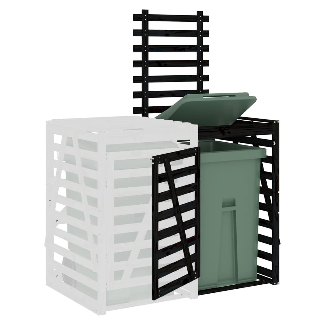 Wheelie Bin Storage Extension Black Solid Wood Pine