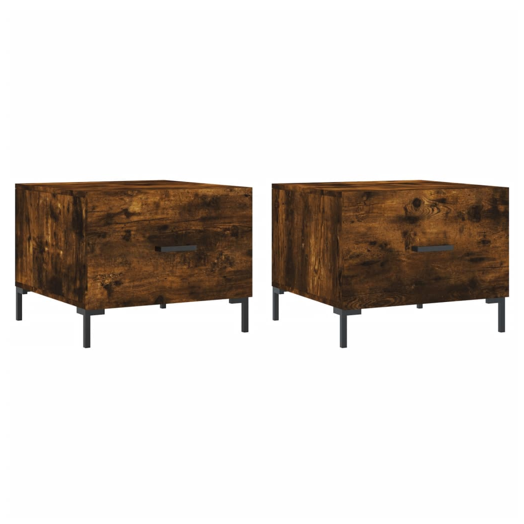 Coffee Tables 2 pcs Smoked Oak 50x50x40 cm Engineered Wood