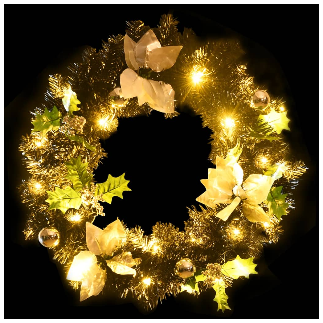 Christmas Wreath with LED Lights Black 60 cm PVC