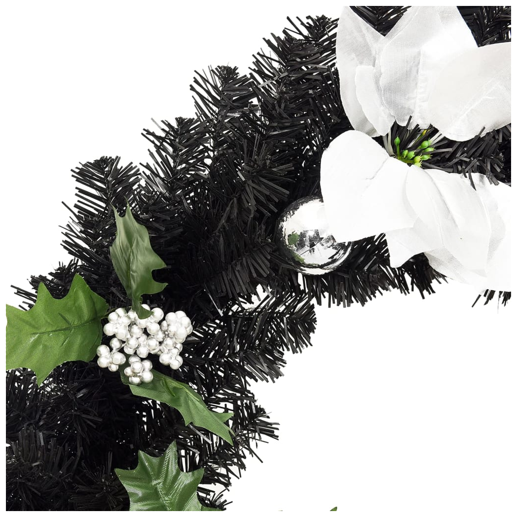 Christmas Wreath with LED Lights Black 60 cm PVC