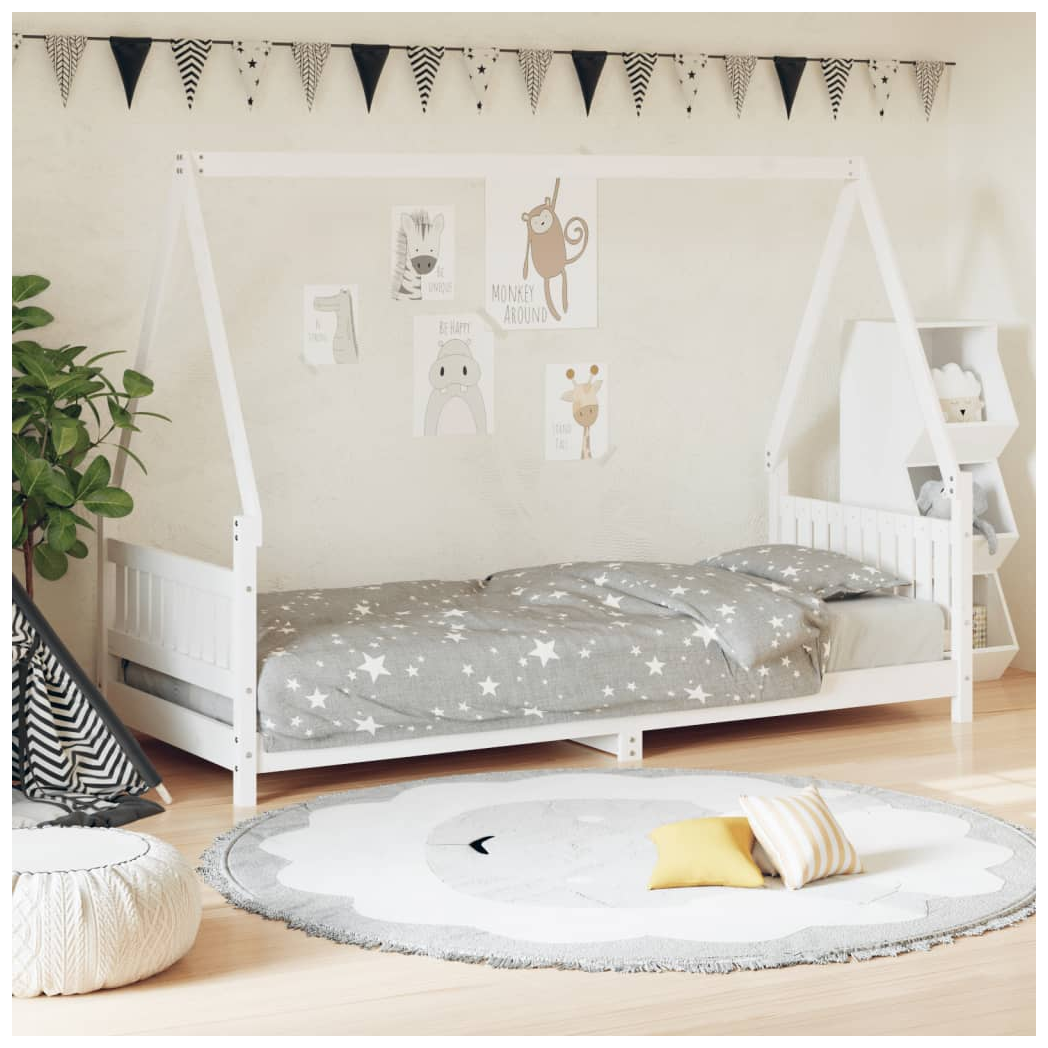 Kids Bed Frame White 80x200 cm Solid Wood Pine