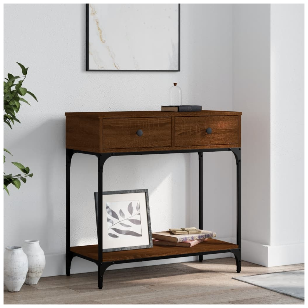 Console Table Brown Oak 75x34.5x75 cm Engineered Wood