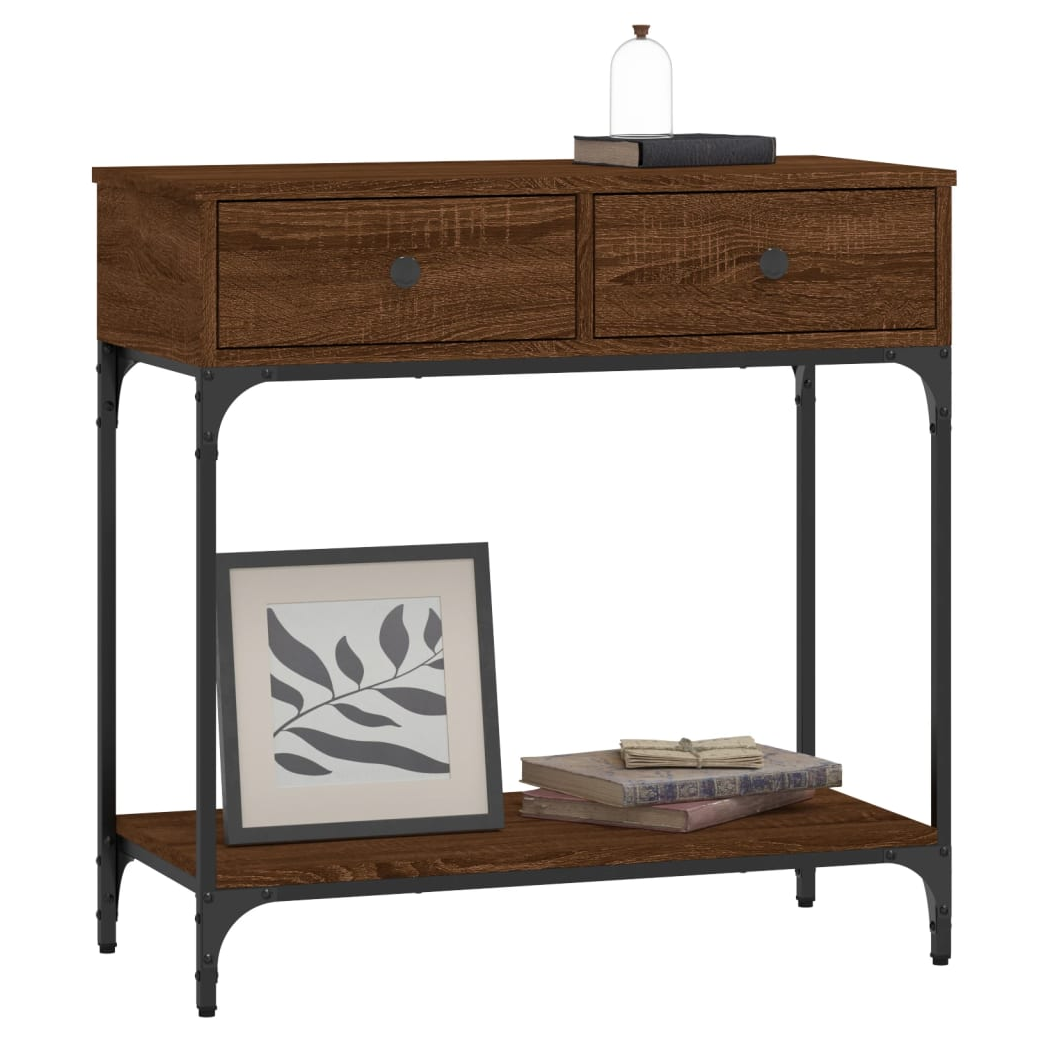 Console Table Brown Oak 75x34.5x75 cm Engineered Wood