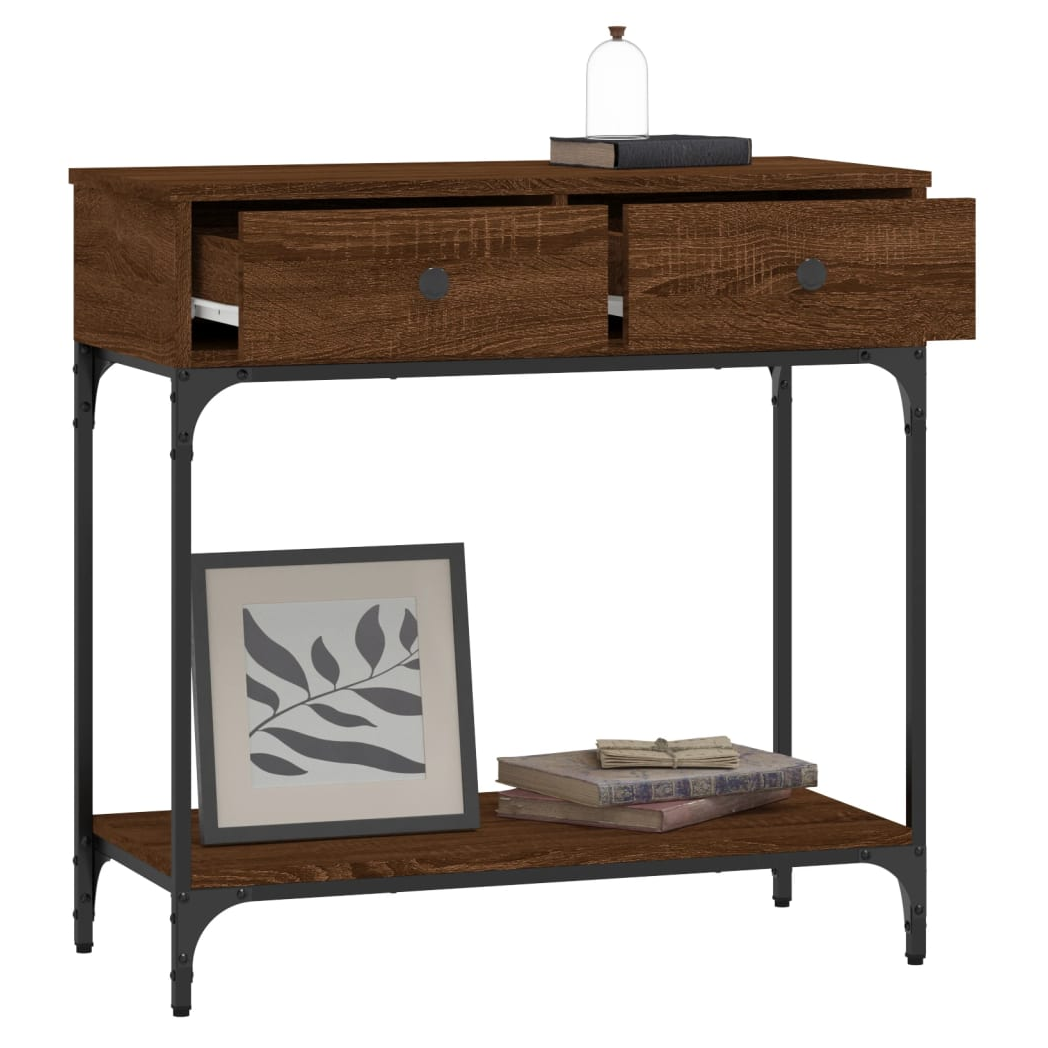 Console Table Brown Oak 75x34.5x75 cm Engineered Wood