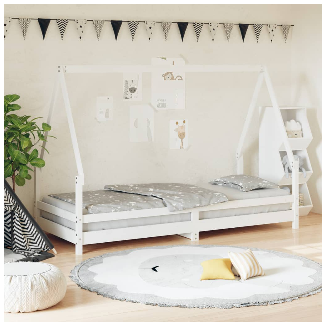 Kids Bed Frame White 80x200 cm Solid Wood Pine