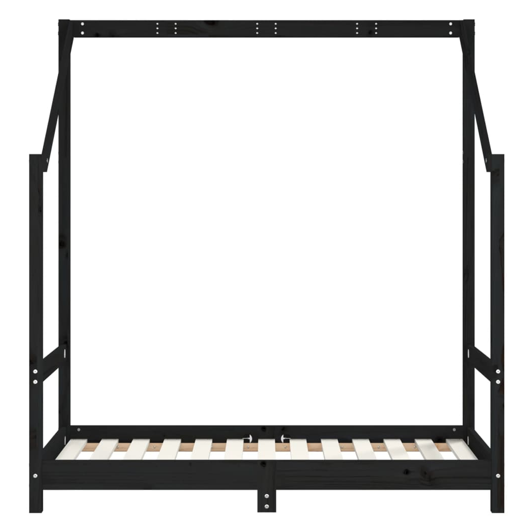 Kids Bed Frame Black 70x140 cm Solid Wood Pine