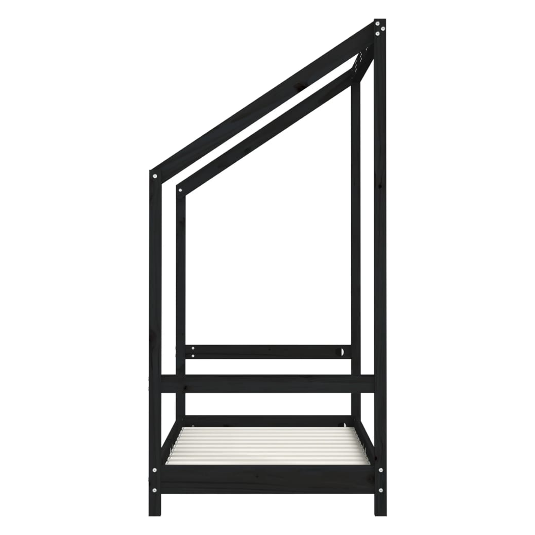 Kids Bed Frame Black 70x140 cm Solid Wood Pine
