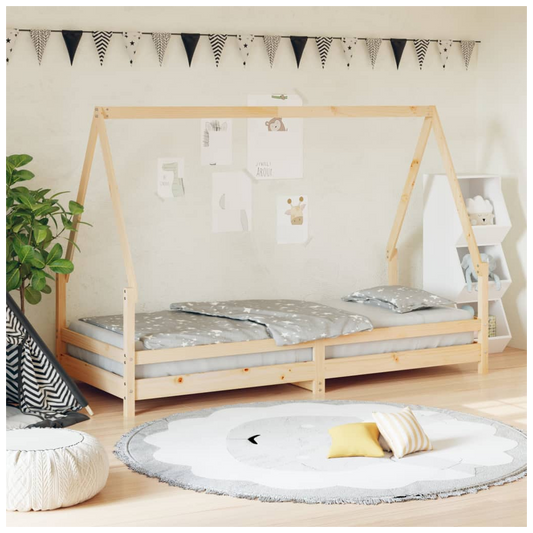 Kids Bed Frame 90x200 cm Solid Wood Pine