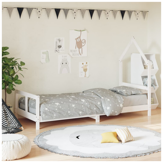 Kids Bed Frame White 80x200 cm Solid Wood Pine