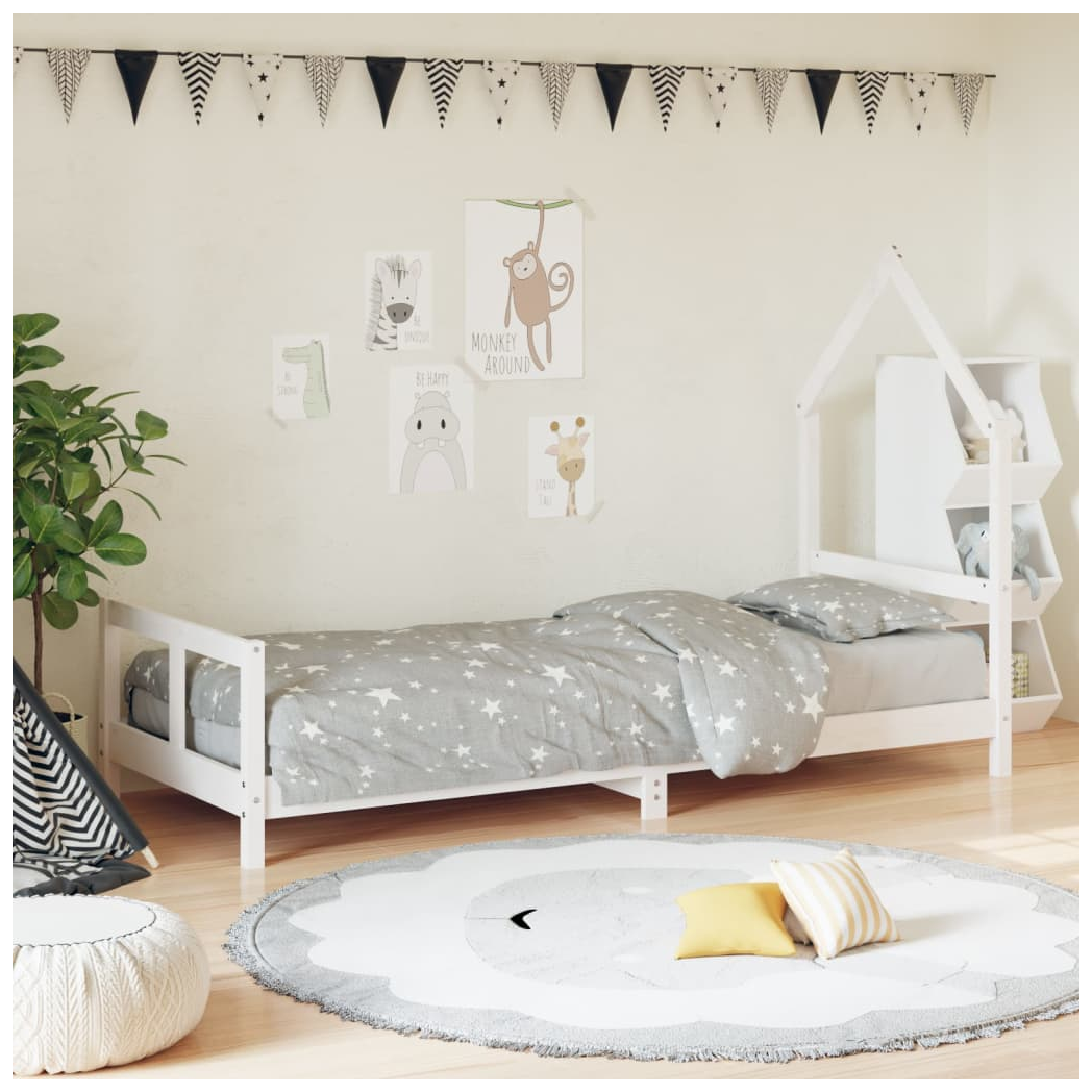 Kids Bed Frame White 80x200 cm Solid Wood Pine