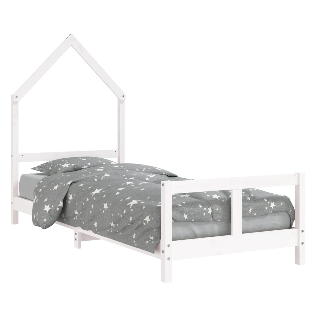 Kids Bed Frame White 80x200 cm Solid Wood Pine