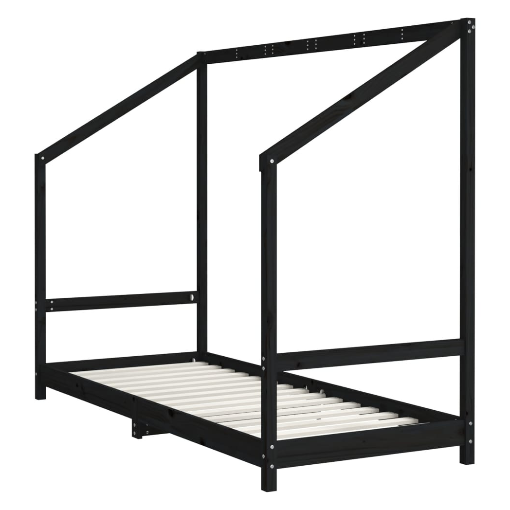Kids Bed Frame Black 80x200 cm Solid Wood Pine
