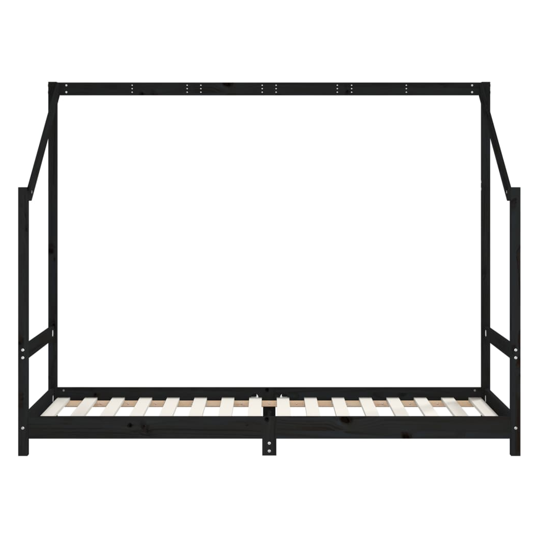 Kids Bed Frame Black 80x200 cm Solid Wood Pine
