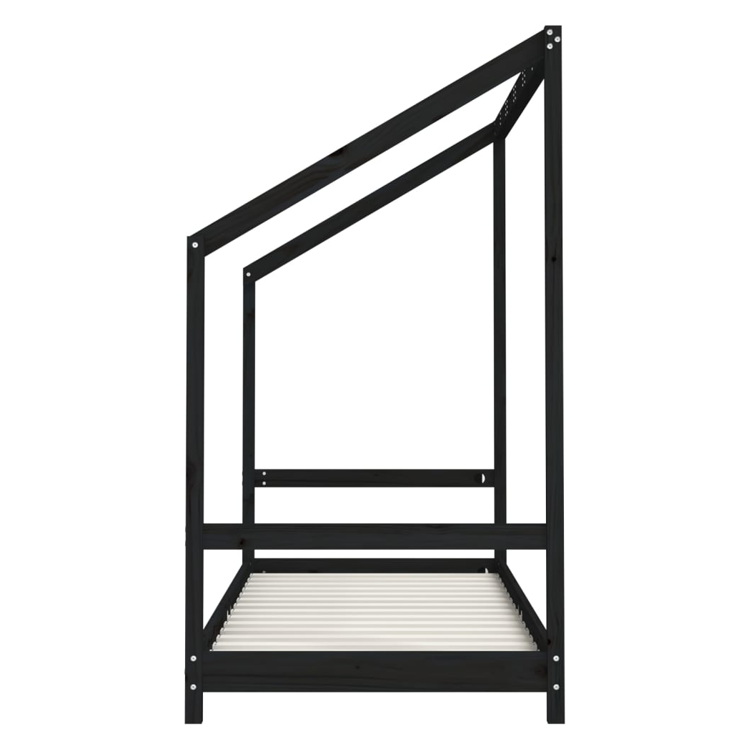 Kids Bed Frame Black 80x200 cm Solid Wood Pine