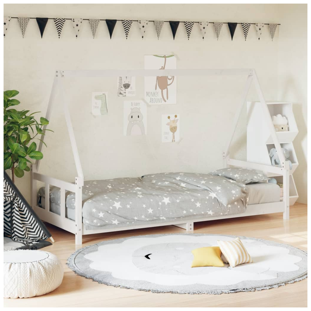 Kids Bed Frame White 90x200 cm Solid Wood Pine