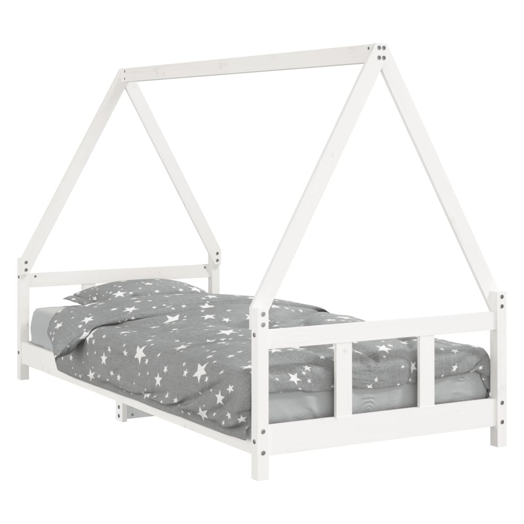 Kids Bed Frame White 90x200 cm Solid Wood Pine
