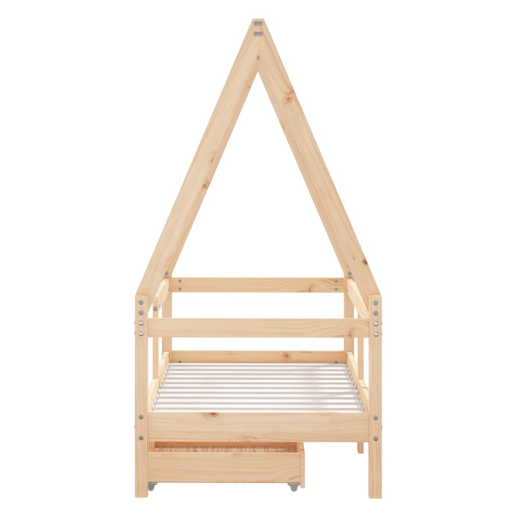 Kids Bed Frame with Drawers 70x140 cm Solid Wood Pine