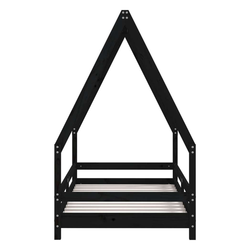 Kids Bed Frame Black 80x160 cm Solid Wood Pine