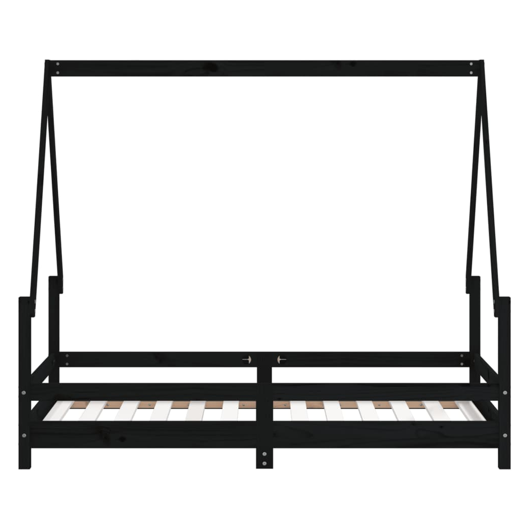 Kids Bed Frame Black 80x160 cm Solid Wood Pine