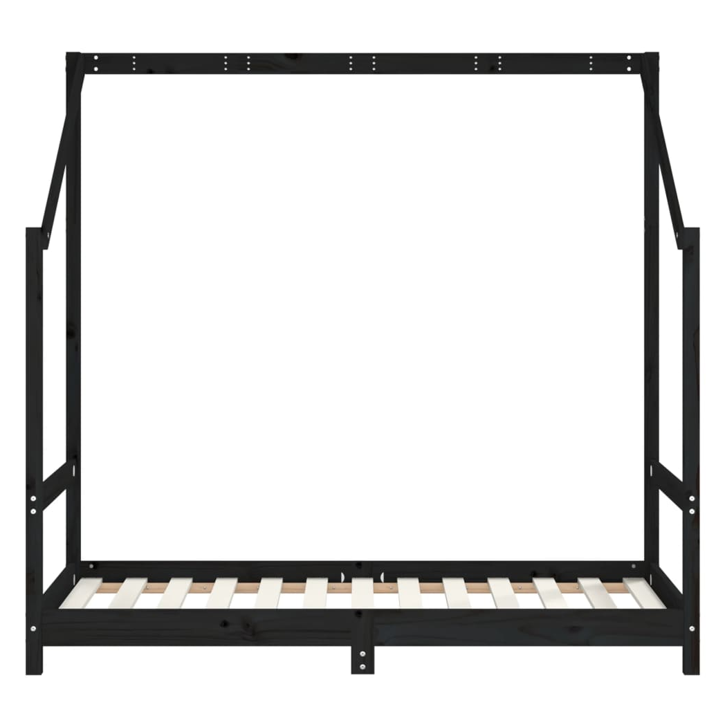 Kids Bed Frame Black 80x160 cm Solid Wood Pine